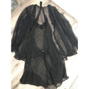 Vintage Frederick’s of Hollywood Sheer Halter Slip Dress Lingerie 2-Piece Set